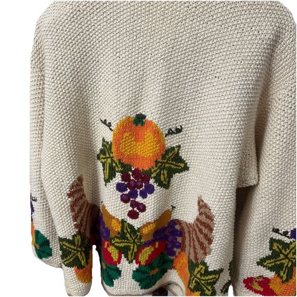VINTAGE CARDIGAN BAY HAND KNITTED BUTTON FRONT FALL HARVEST SWEATER Large - Picture 7 of 14